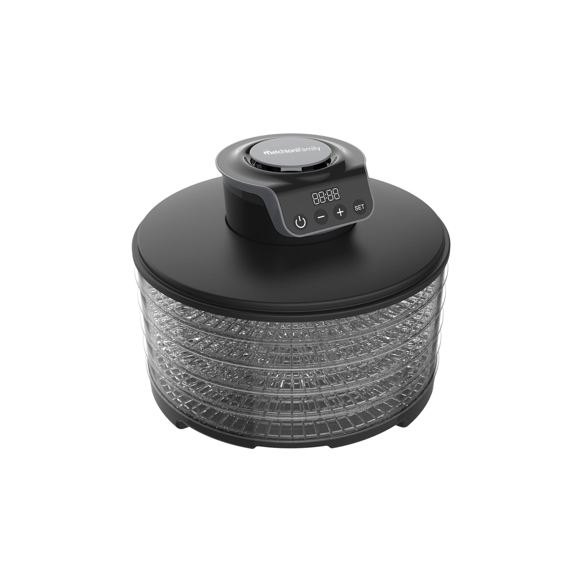 Melchioni Family | Essiccatore digitale TOWER, 5 ripiani regolabili, essiccazione di frutta, verdura, funghi 250W Alimentazione: 220-240V ~ 50/60Hz