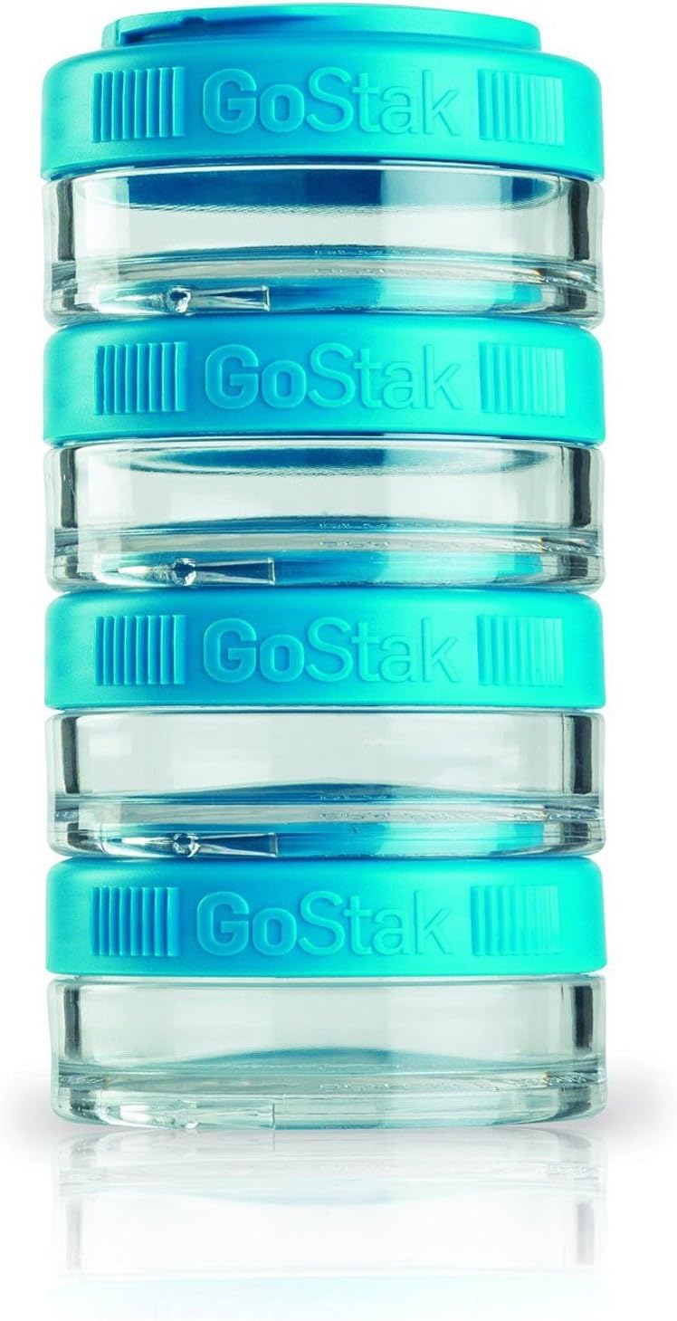 GoStak, Portable Stackable Containers, Aqua, 4 Pack, 40cc Each - 2pc