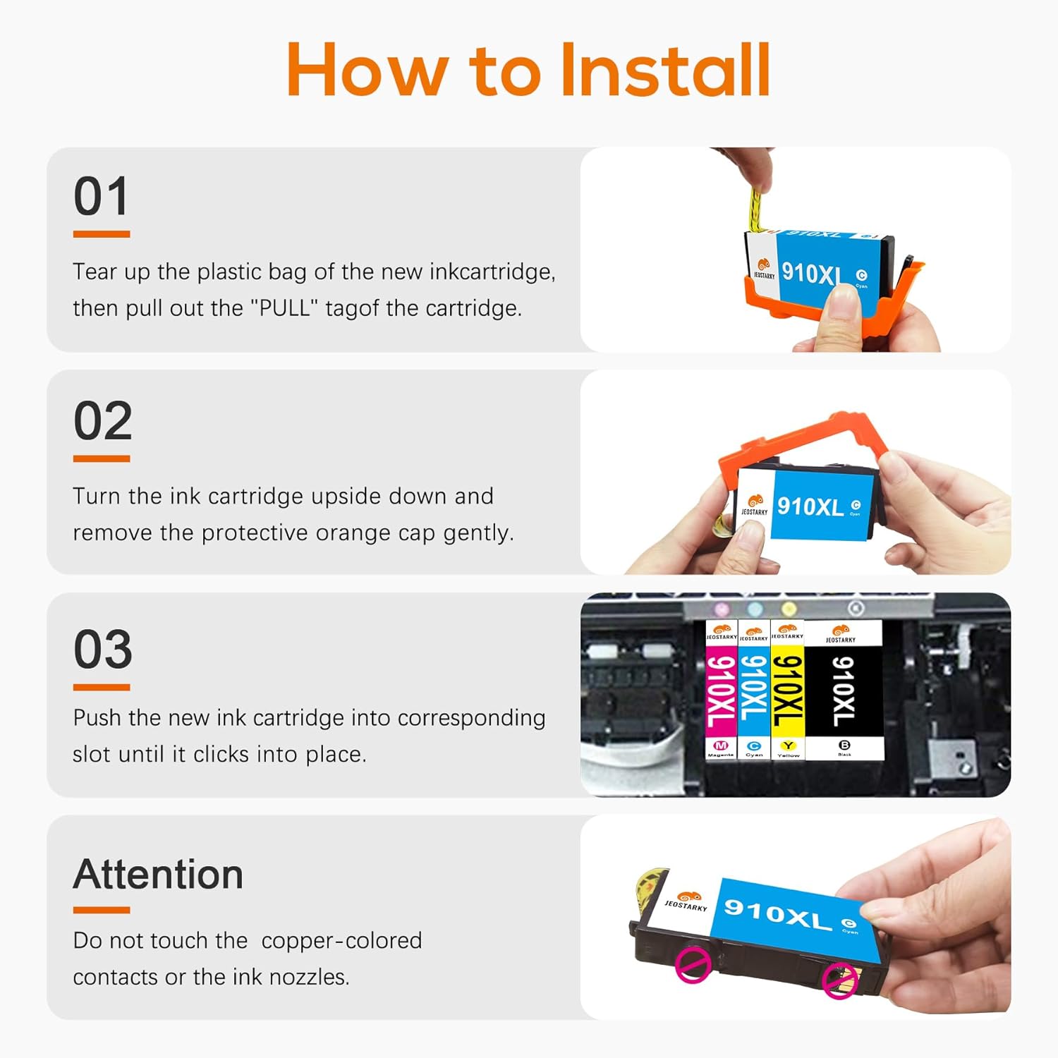 Remanufactured Replacement for HP 910XL Ink Cartridges Combo Pack High Yield Compatible with HP OfficeJet Pro 8015e 8025e 8035e 8010 8020 8028 8035 Series Printer (Black Cyan Magenta Yellow)