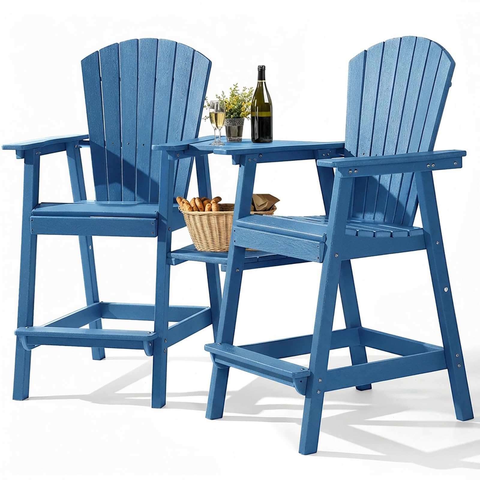PASAMIC Tall Adirondack Chairs Set of 2 Blue