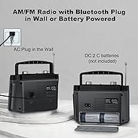 Vista 3 de Radio AM FM portátil con la mejor recepción, radio transistor con enchufe Bluetooth en pared o funciona con batería, conector para auriculares