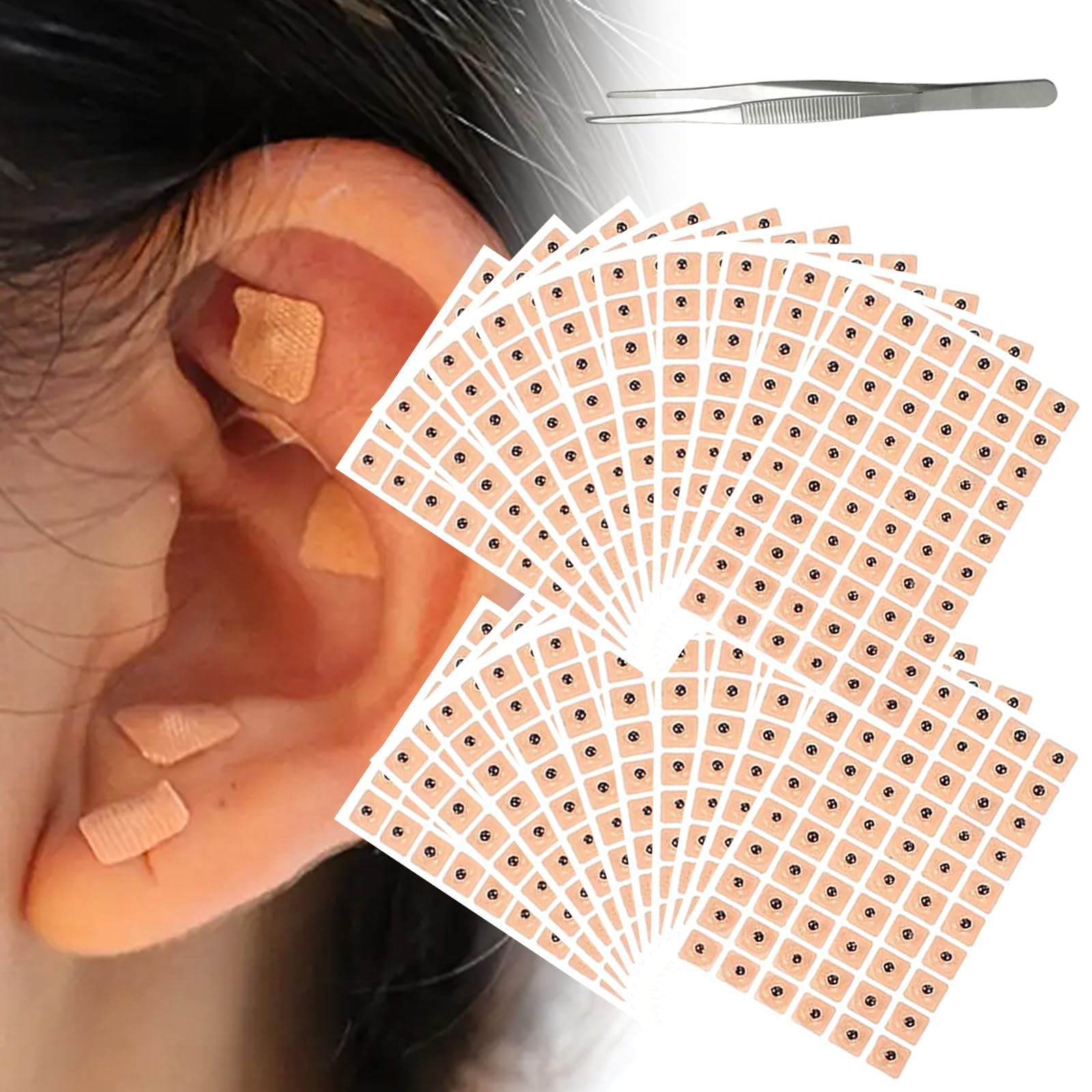 1200Pcs Ear Seeds Acupuncture Kit, Auricular Sticker Kit with Ears Seed, Acupuncture Pen, Acupressure Ear Chart, Tweezers