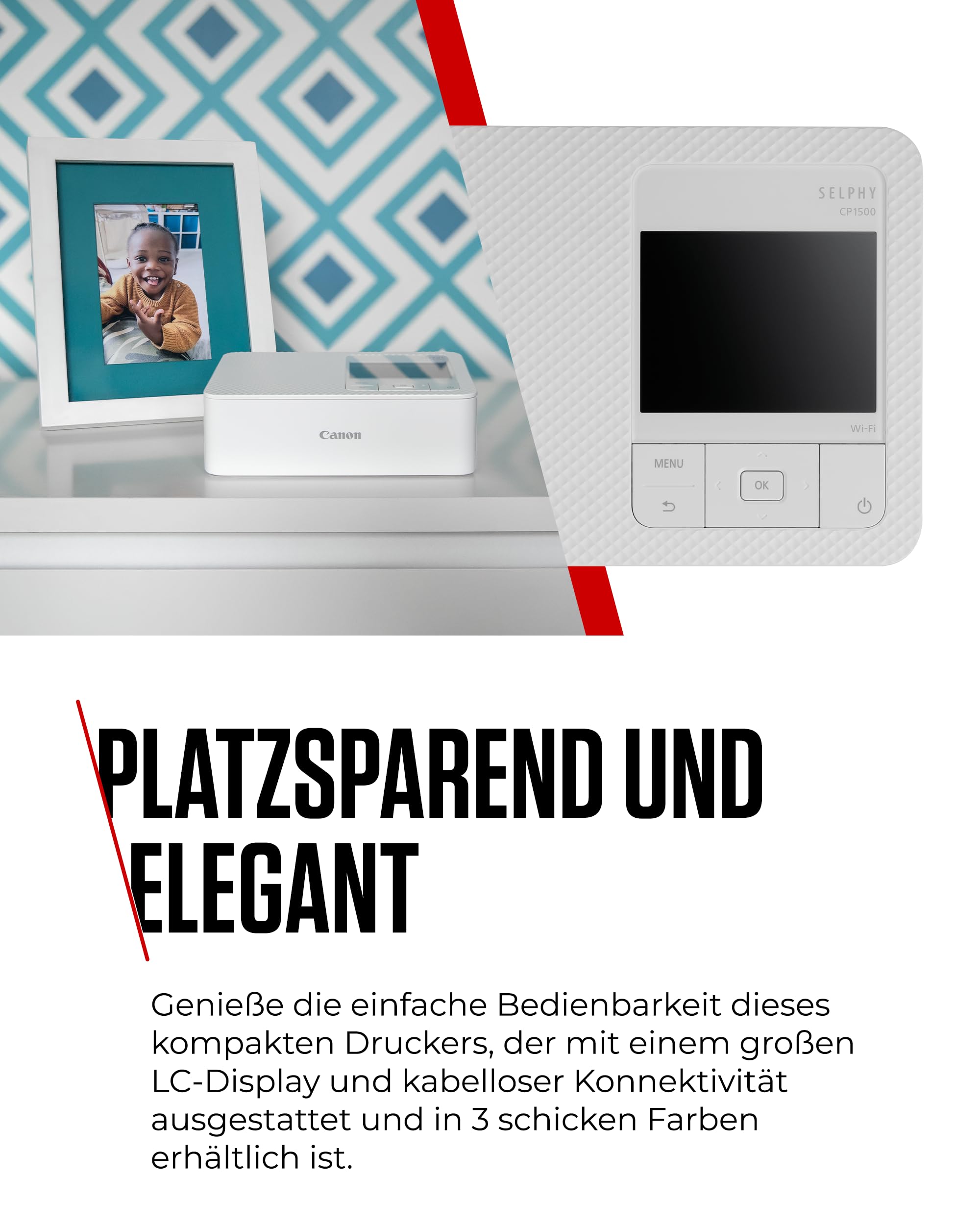 Canon SELPHY CP1500 Mini Fotodrucker mobil tragbar WLAN Thermosublimation weiß