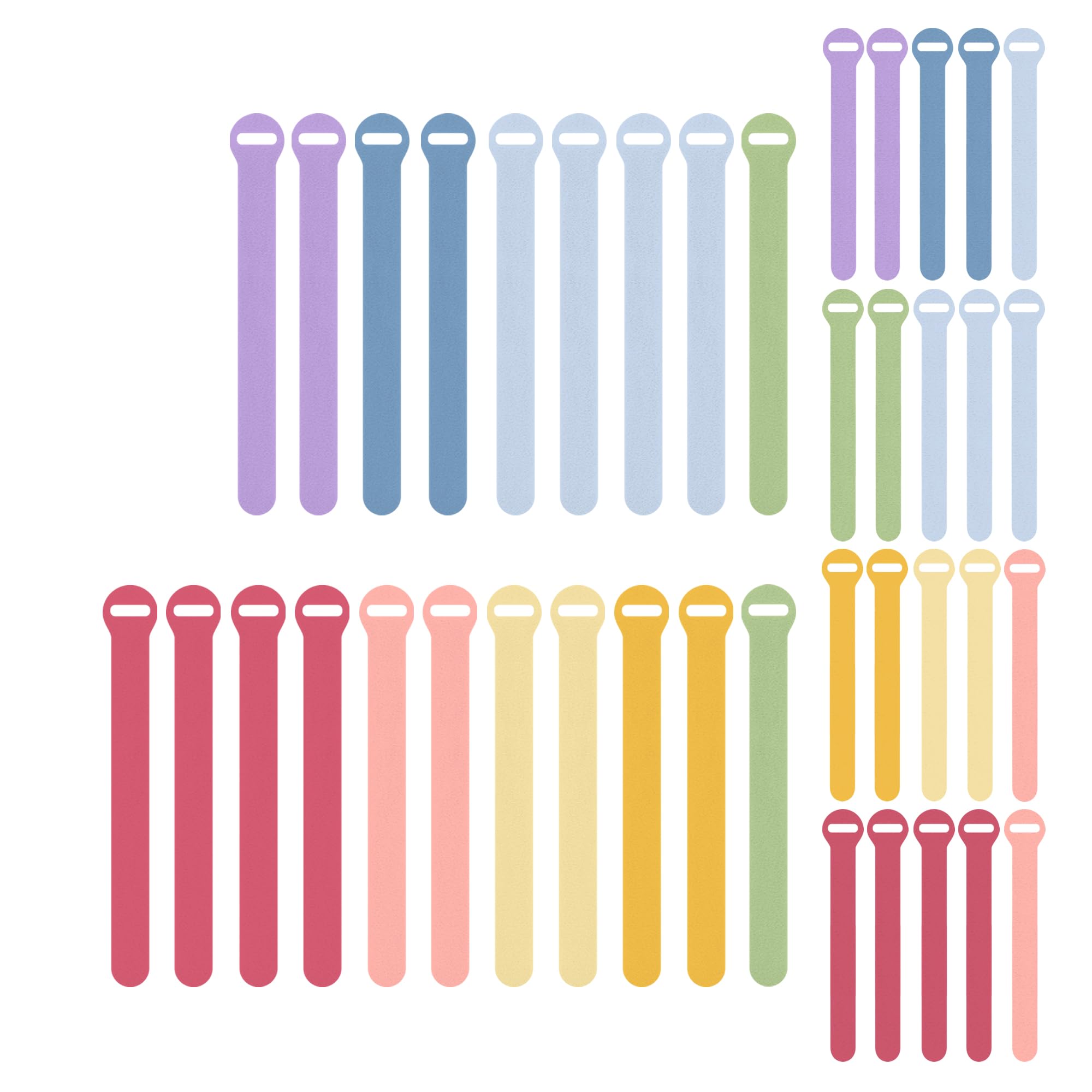 Wrap-It Storage 40-Pack Self-Gripping Cable Ties (Macaron Colors, 5" & 8")