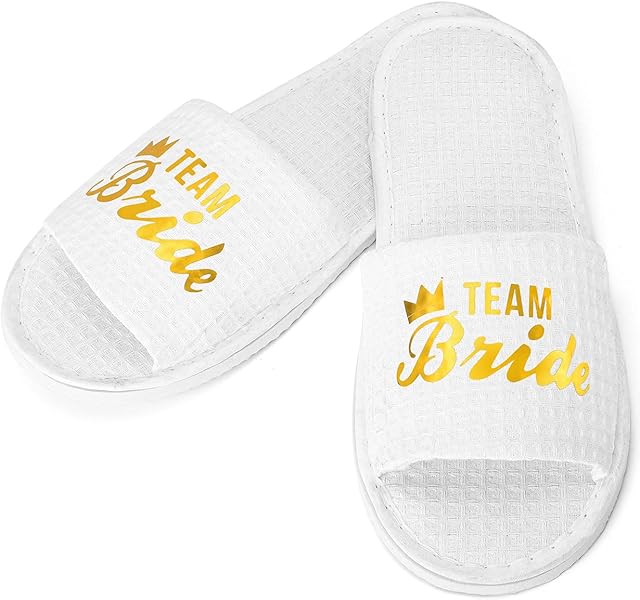 Solafas Team Bride Slippers Disposable Open Toe Spa Slipper for Bridesmaids Hen Do Night Accessories Bridal Shower Hen Party Bachelorette Party