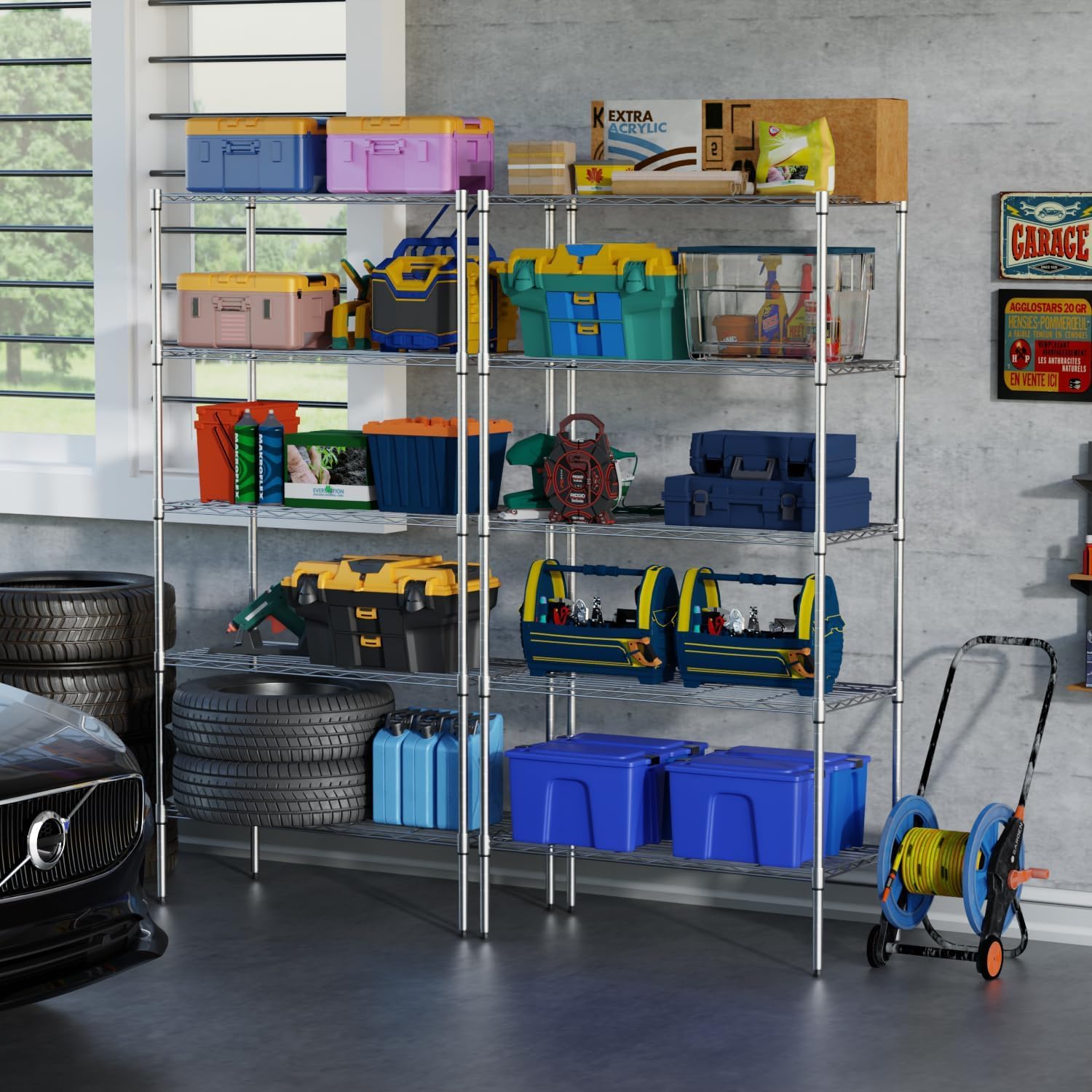 Étagère Métallique Robuste Shelfplaza - 200x50x50 Cm, 5 Niveaux, Capacité 175 Kg - Idéale Pour Garage, Cave, Atelier