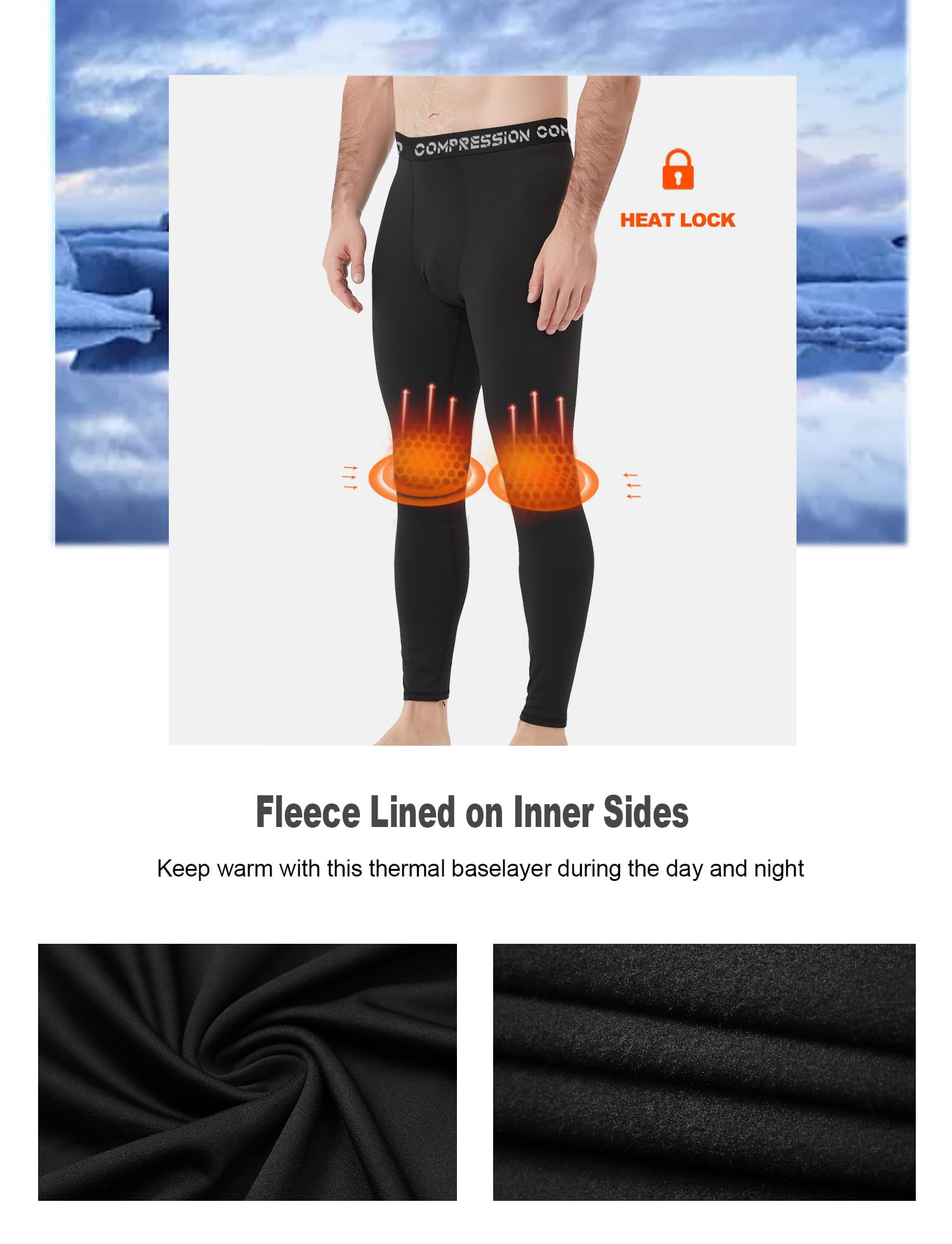 Dalavch Thermo-Kompressionshosen für Herren, mit Fleece gefüttert, beheizte Leggings für kaltes Wetter, Sport, sportliche Winter-Baselayer, 4er-Pack