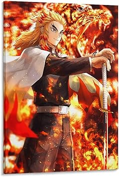 Amazon Co Jp 鬼滅の刃 煉獄 杏寿郎 ポスター アートパネル キャンバスプリント 壁の装飾 現代ポップアート玄関 枠張り 壁掛け インテリア絵画 部屋装飾 ポスター おしゃれ アートボード 壁掛け ソファの背景絵画 枠付き 完成品 40x60cm枠付き ホーム キッチン