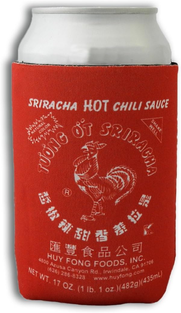 FancyPants FunTime Huy Fong Sriracha Hot Chili Sauce Officially Licensed Insulated Can Cooler (Size - 12 oz.) - Great Hot Sauce Lover Gift!
