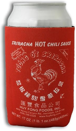 Huy Fong Sriracha Hot Chili Sauce - Enfriador de latas con licencia oficial (tamaño  12 onzas)  Gran regalo para amantes de la salsa picante