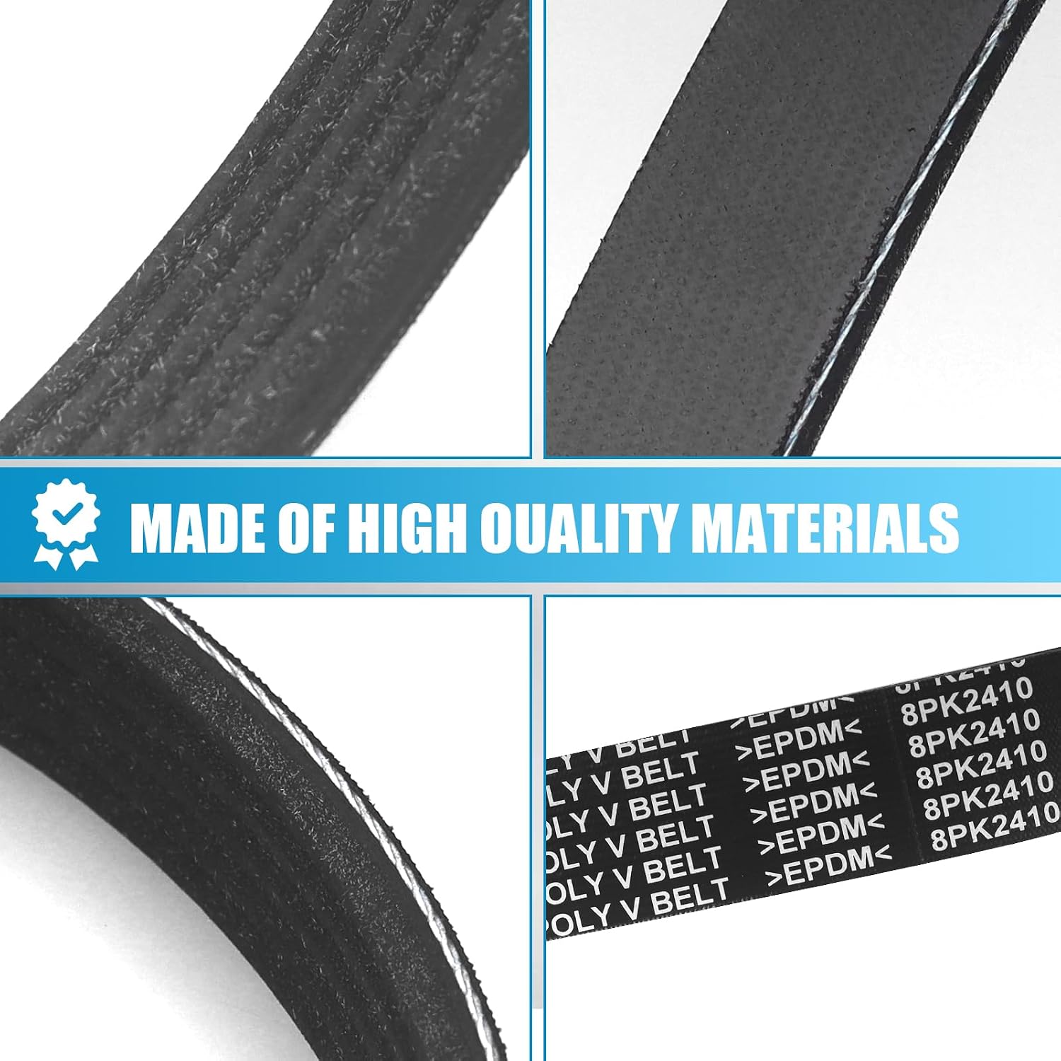Engine Serpentine Drive Belt Compatible with Toyota Sequoia Tundra Land Cruiser, Lexus GX460 LX570, Peterbilt 320 348 520, Autocar LLC. Xpeditor, Orion Bus Orion Vll - 8PK2410 Ribbed Belt