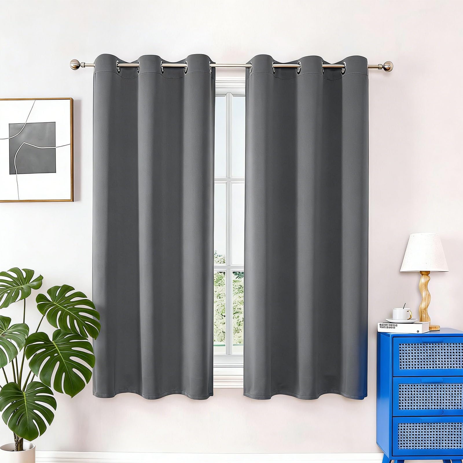 Thermovorhang Kälteschutz 220 x 110 cm mit Ösen Wohnzimmer Curtains Einfache Montage in Nur 1 Minute Ohne Bohren für Türen, Badezimmer Und Toiletten, Grau