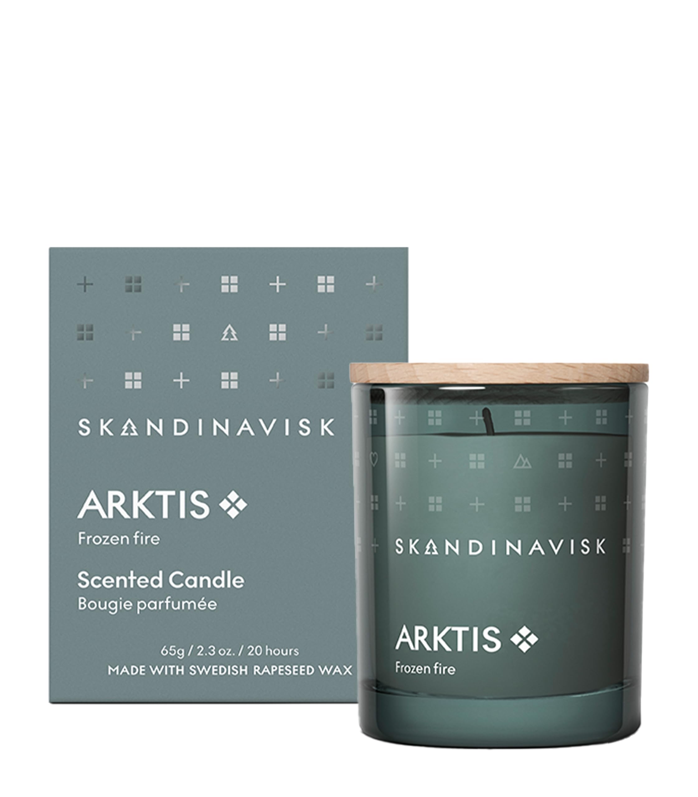 Skandinavisk ARKTIS 'Arktis' Duftkerze, Sonderedition, Duftnoten: Stürmische Wälder und arktischer Salbei, Pfefferminz und Schneeflocken, 65 g