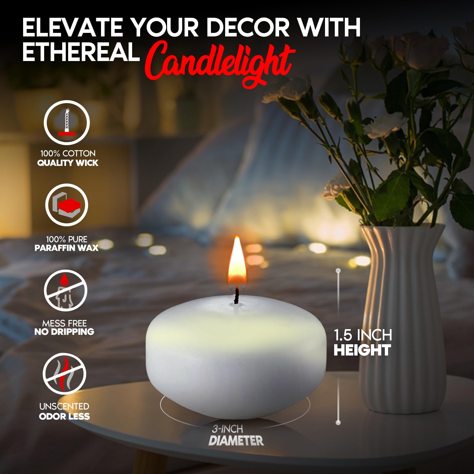 Candle Charisma Velas flotantes (blanco, 36 piezas)