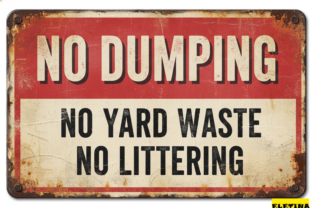 No Dumping No Yard Waste Tin Sign, 8x12 Inch