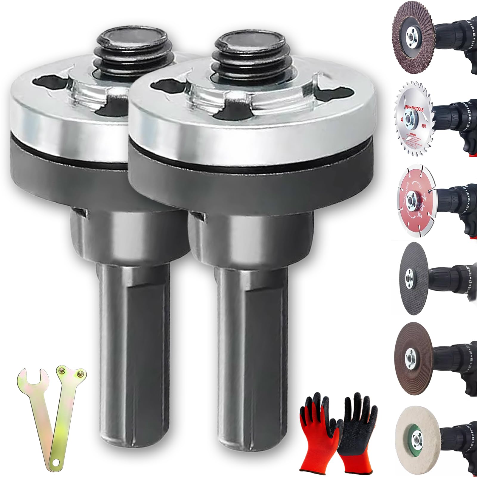 Drill to Angle Grinder Adapter, Angle Grinder Adapter for Drill, Drill Adapter for Cutting disc, for Polishing, Cutting, Removing Rust (2 Set)