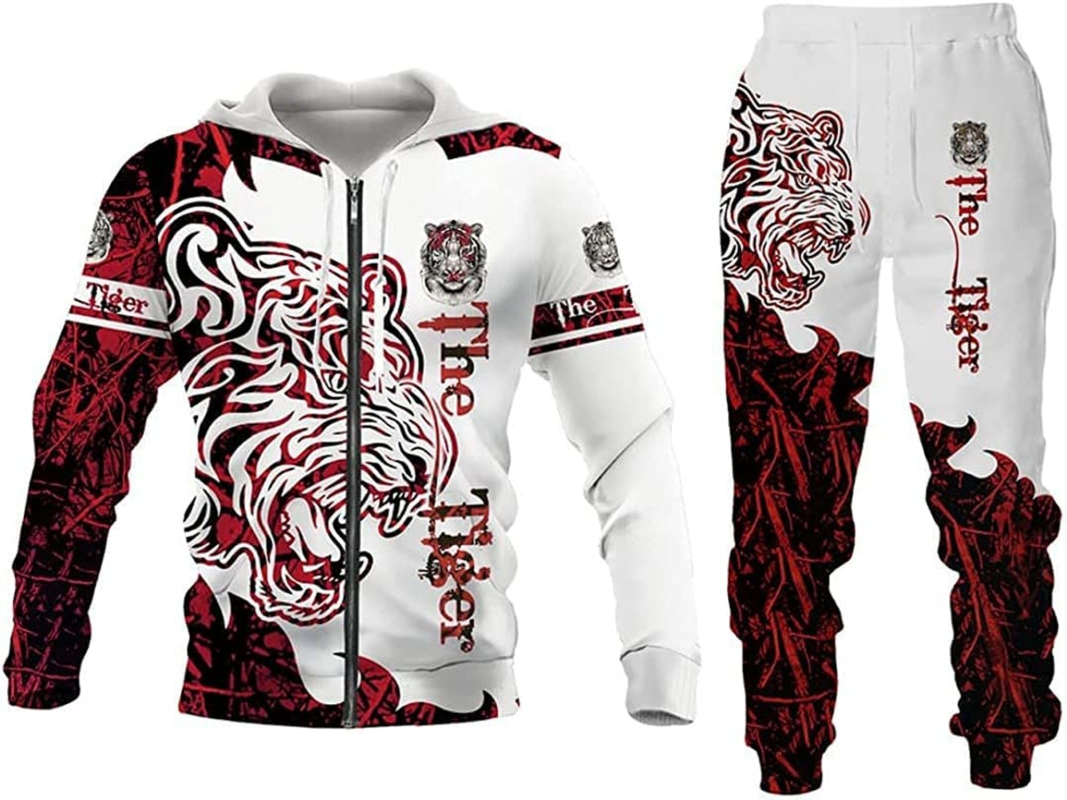 Men's Lion Wolf 3D Printed Hoodie Trousers Suit Men's Autumn Leisure Tracksuit Animals Jogging Suit, Fwolf -4, 4XL