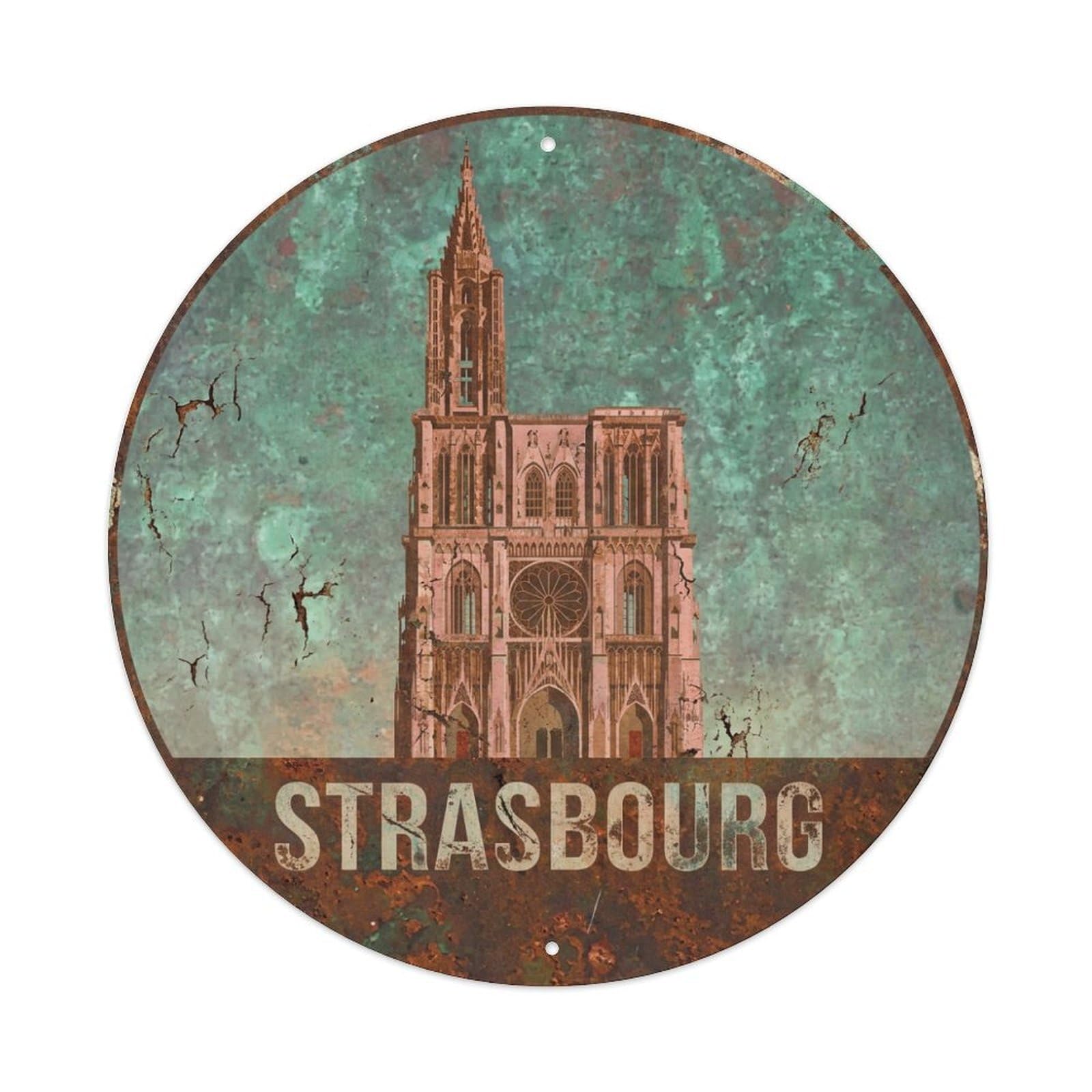Metal Tin Sign Vintage Travel France Strasbourg