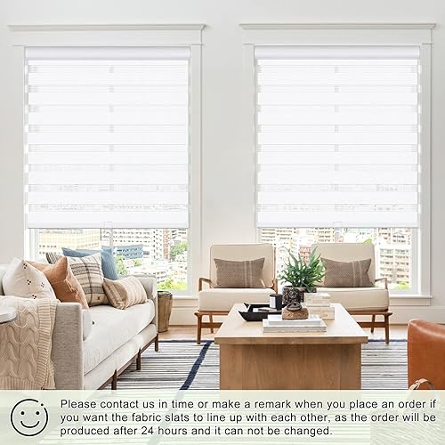 Miniatura 2 de MiLin Persianas y persianas sin cordones de cebra, control de luz para privacidad diurna y nocturna, persianas enrollables de doble capa, corte