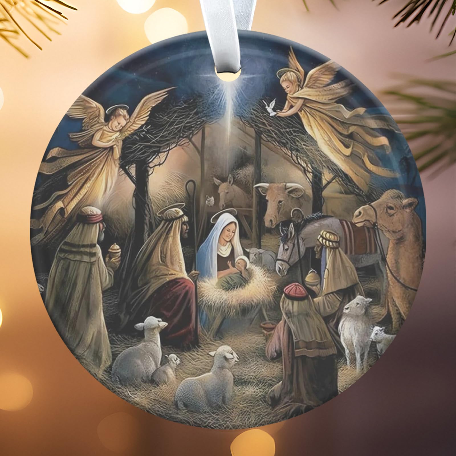 Fnsighd Black And White Nativity Set,Christmas Ornaments For The Home,Christmas Nativity Scene Silhouette Holy Family Figurine,Personalised Christma Bauble,Personalised Christma Decorations,For Hanging Decorations Gifts