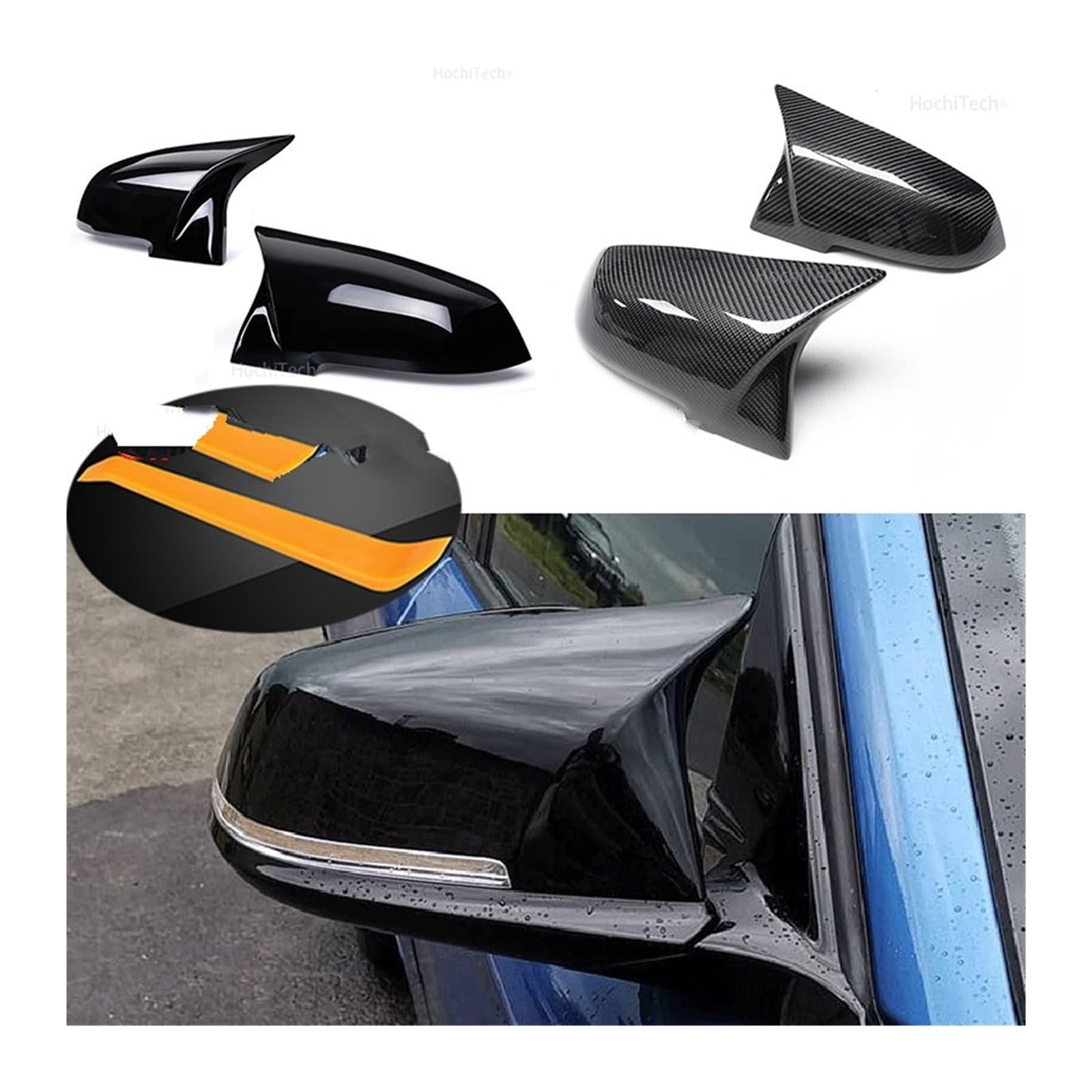 DREAMIZER Coques De Rétroviseurs Carbone - Compatibles BMW Série 1 2 3 4 X1 F20 F30 F32 Etc.
