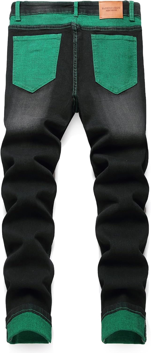 Jeans for Men Stretch Slim Fit Denim Comfort Flex Waist Colored Pants Strechy Regular Fit Tapered Leg - Image 3