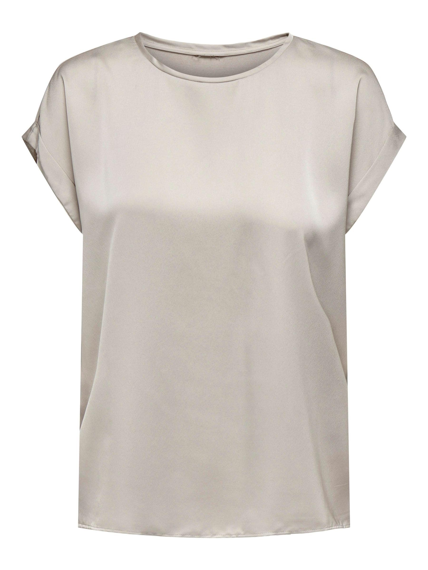 ONLY Women's Onllieke S/S Satin Mix Top WVN Noos Short-Sleeved Blouse, Purple, S