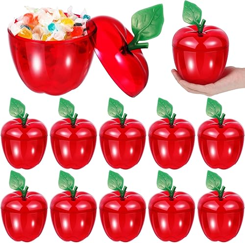 Chunful 12 recipientes grandes de plástico de manzana, cajas de dulces para el regreso a clases, regalos de agradecimiento para profesores, tarros