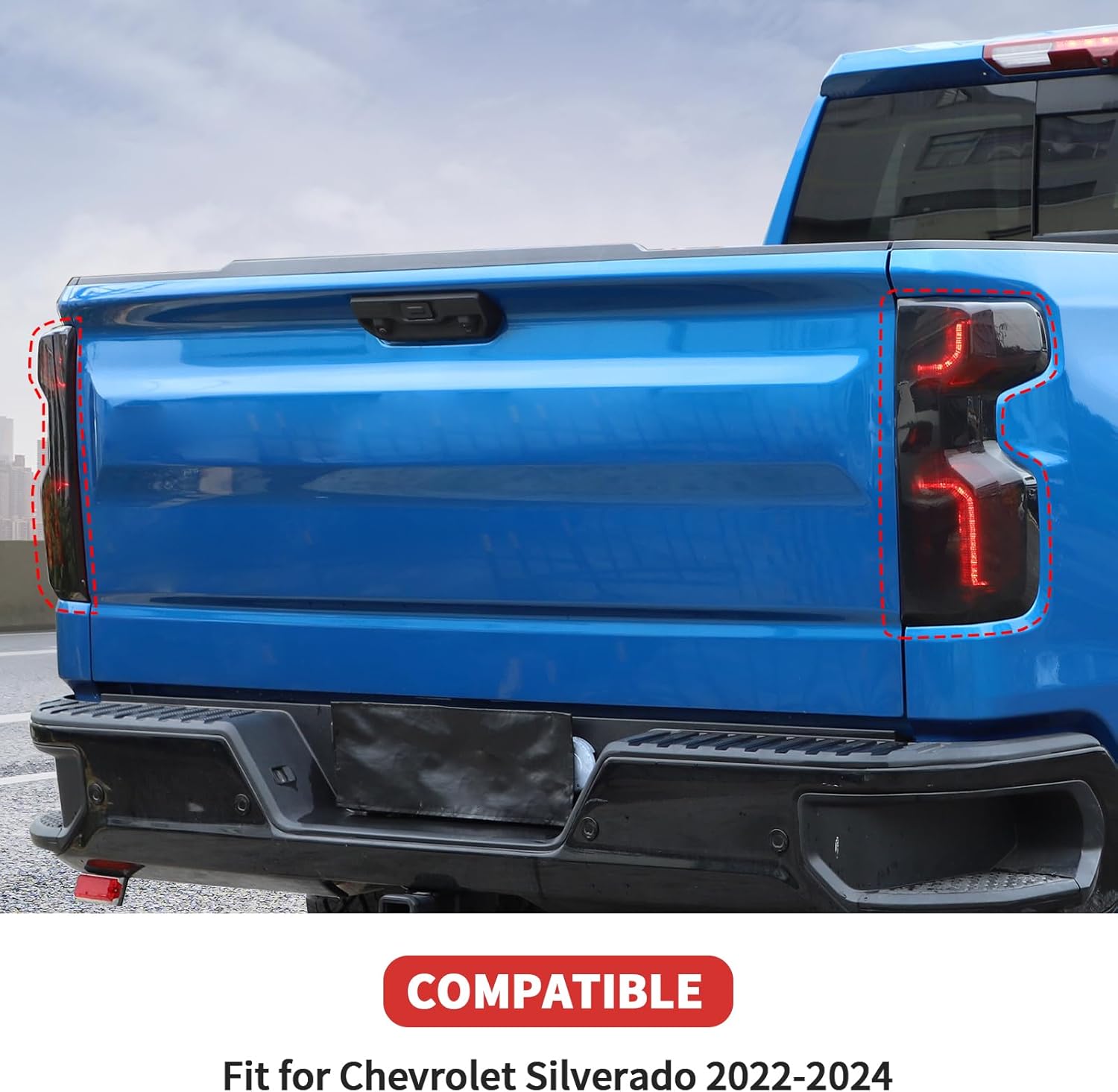 Taillight Tail Light Lamp Cover Fit for Chevrolet Silverado 2022-2026(Smoked Black)