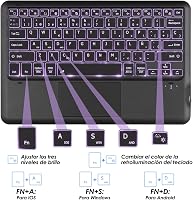 KOOCHUWAH Bluetooth Billentyűzet Touchpad Egérrel, LED Háttérvilágítás, 11 Szín, QWERTY 5