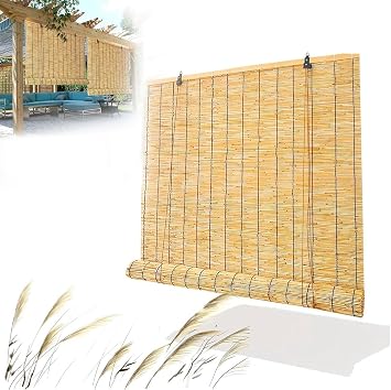 Bamboo Roller Blind W50cm x H220cm, Bamboo Lattice, Privacy Protection Curtain, Bamboo Curtain, Bamboo Lattice Eco Screen, Indoor Roll Up Cordless Bamboo Window Shade, Sun Shade Screen for