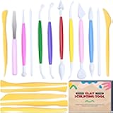 DUGATO Clay Sculpting Tools (17pc Set) - Double-Sided Plastic Modeling Kit for Polymer Clay, Pottery, Fondant & Cake Decorating - Art & Craft Supplies for Beginners & Artists