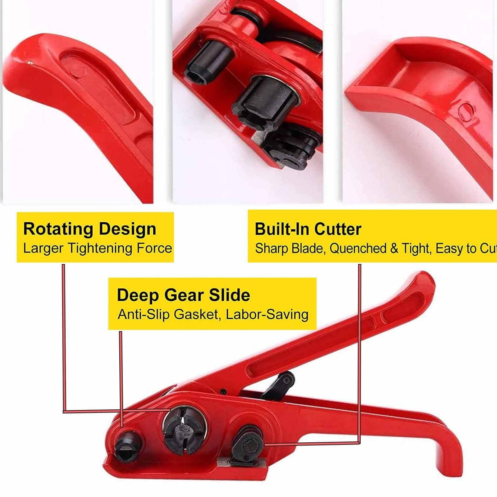 Kit Sigillante per Reggiatura A Caldo per Reggia in Polipropilene da 1/2 A 5/8" Reggiatrice Elettrica Senza Fibbia,Reggiatrice Elettrica Senza Fibbie per Sigillatura Cartone/Imballo,Red