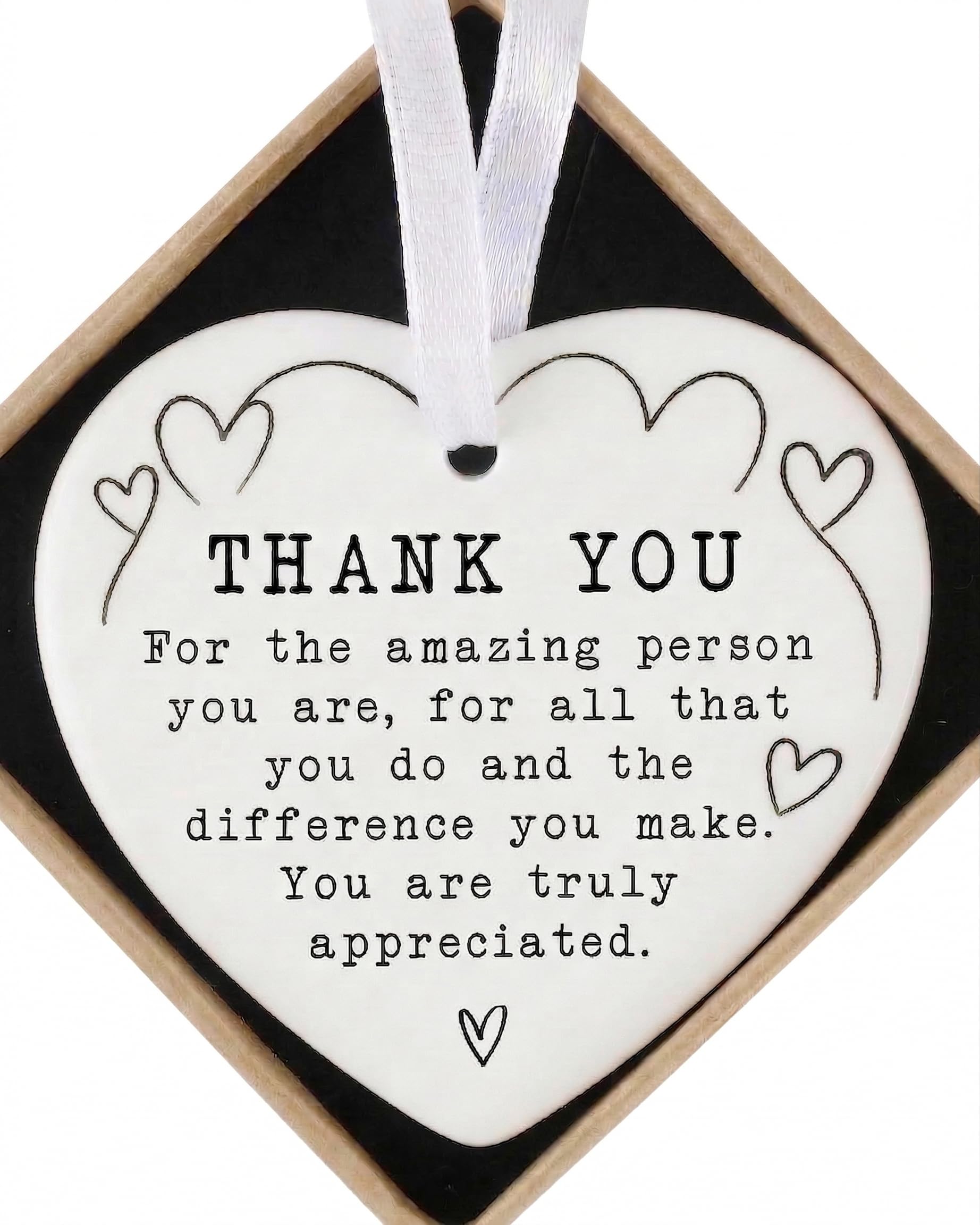 Zilaro Women's Heart Thank You Gifts For Ceramic Shaped Plaque Thankyou Gift, Inspirational Appreciation Gifts, Thank You Present For Colleagues Best Friend Nurse Teachers Mentor (Heart)