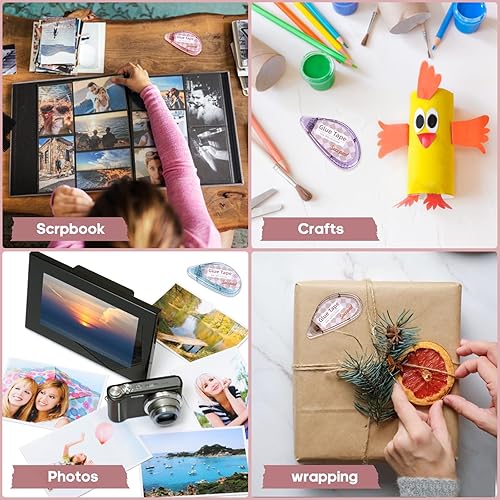 Miniatura 18 de Cinta para álbum de recortes, paquete de 4 rodillos de cinta de doble cara para manualidades, pegamento adhesivo, suministros para álbumes