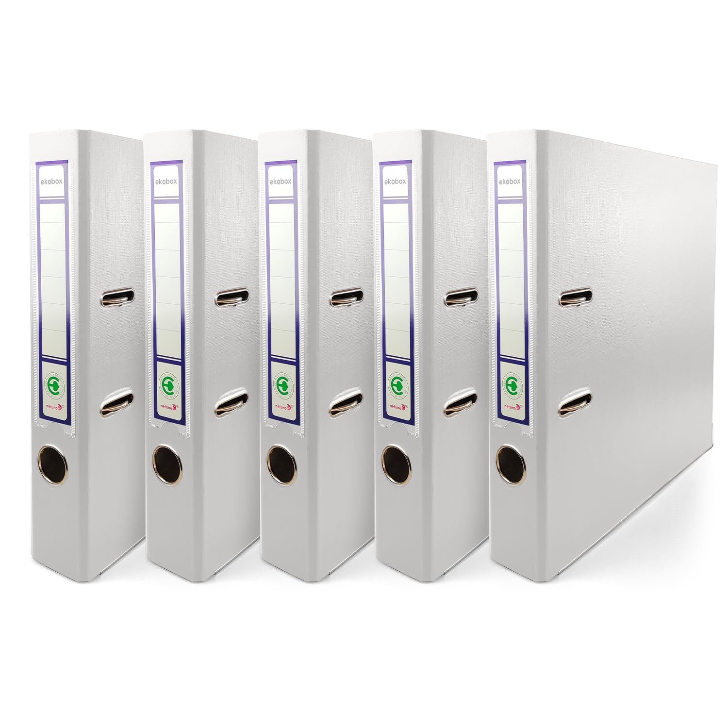Netuno 5X Binder White A4 Spine 5cm 1.97in Cardboard Ring File Organizer for Office School Desk Shelf Documents Storage โ image 1