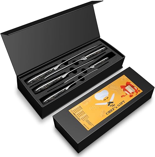 Miniatura 8 de Kuwata Damascus - Juego de cuchillos de chef, juego de 5 cuchillos de cocina profesionales de acero de damasco, juego de cuchillos de cocina de