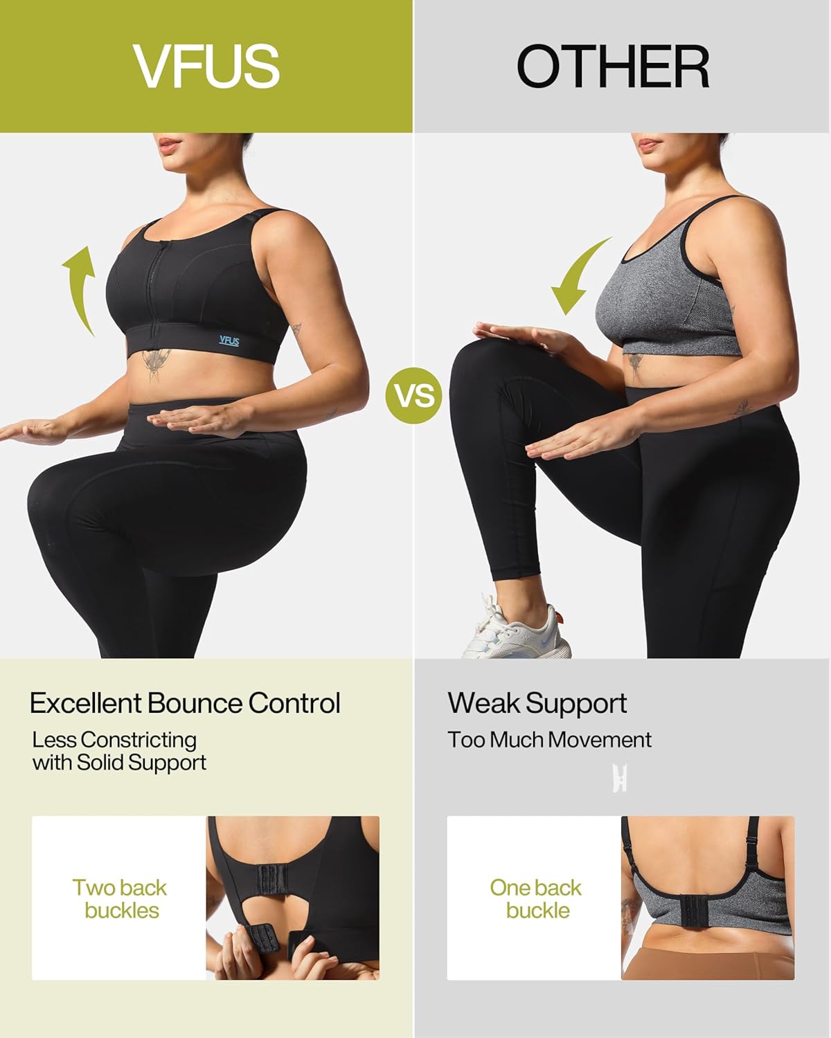 Adjustable High Impact Sports Bras for Women Zip Front Full Coverage and Lift Padded Compression Tops - Image 4