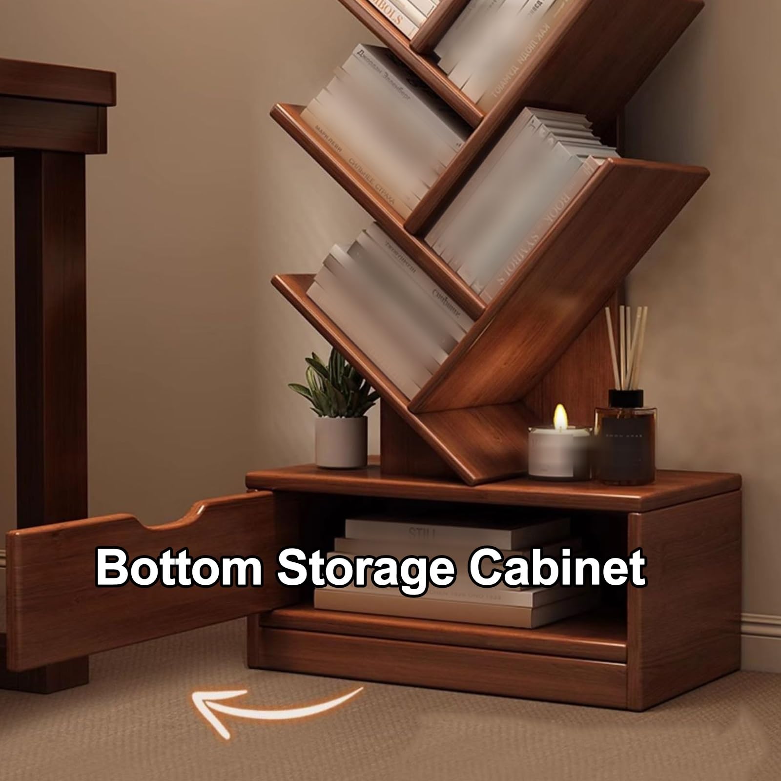 Libreria Verticale a Colonna Libreria Cameretta Bambina Realizzato in Legno Massello, con Armadi, Forte capacità Portante, Librerie da Terra per Ufficio e Casa(A,34 * 20 * 139CM)