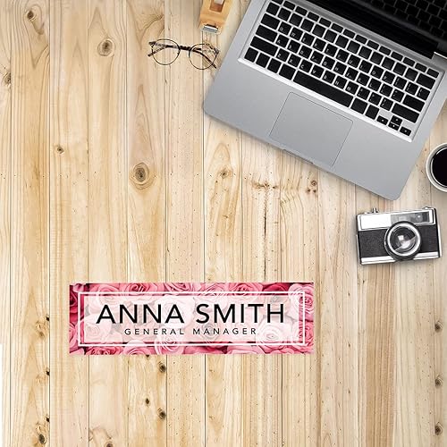 Vista 53 de Andaz Press Placa de nombre de escritorio de oficina, diseño floral de melocotón rubor personalizado para el hogar, escritorio, profesor, jefe