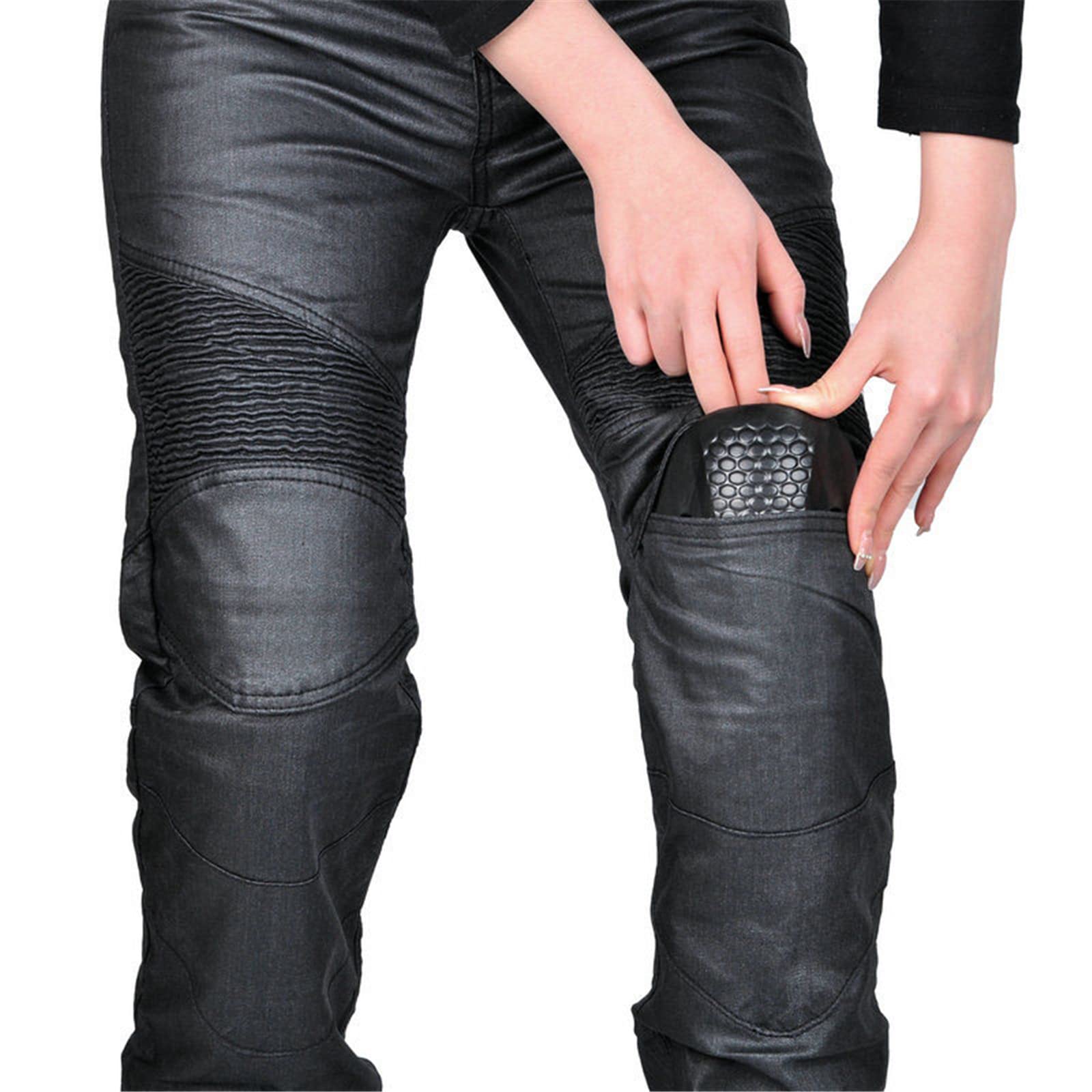 Damen Motorradhose,Wasserdichte Beschichtete Motorcycle Jeans Biker Pants Motorrad Hose Motorradrüstung Schutzauskleidung Mit Abnehmbarer 4 Protektoren