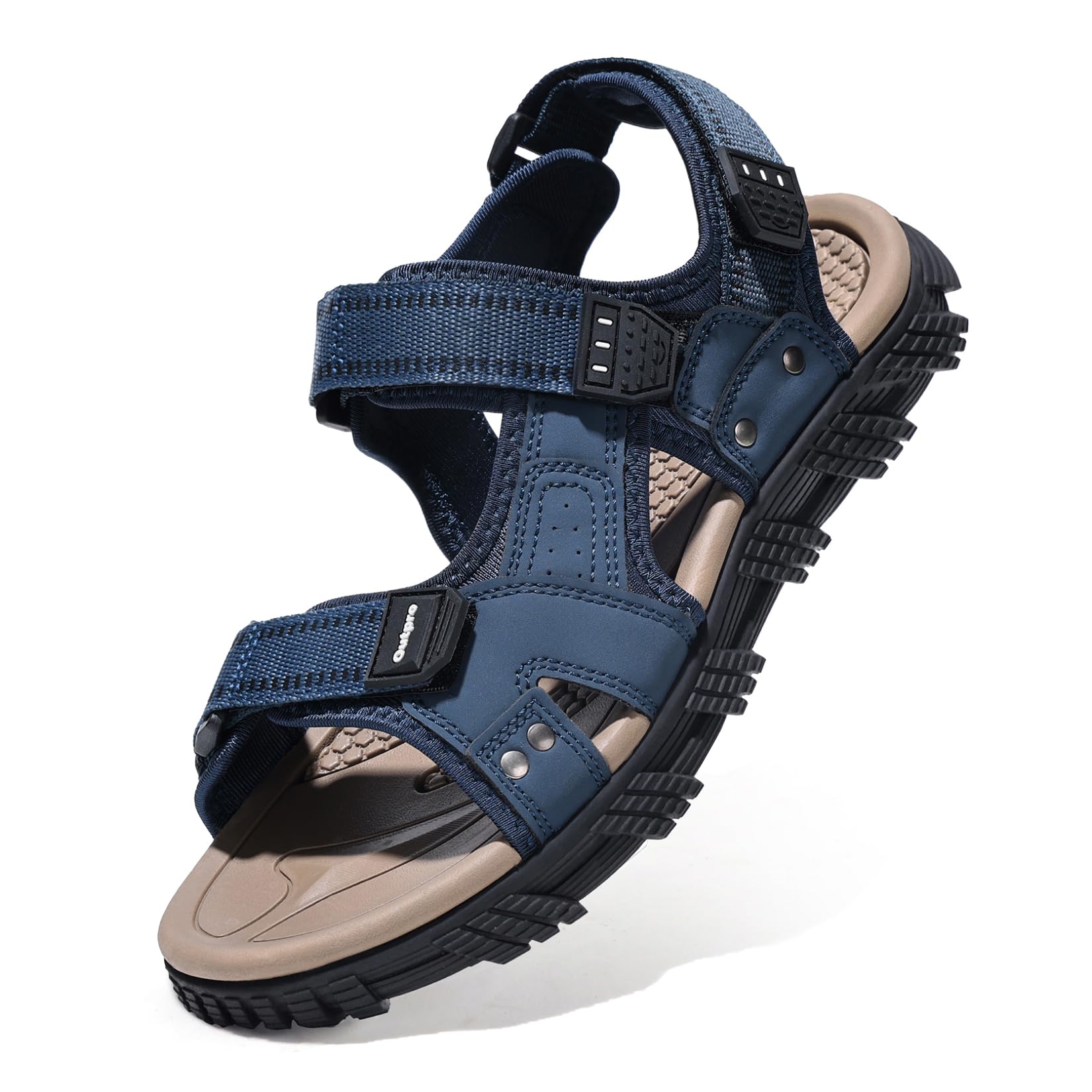 OutPro Herren Wandersandalen Sport Sandalen Wasserdichte Bequeme Ledersandalen Sandale verstellbare Outdoorsandalen