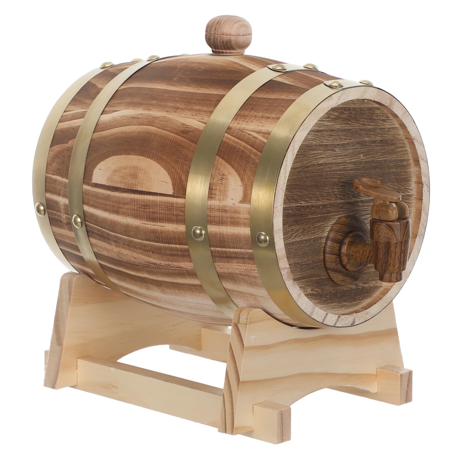 Botte di Rovere da 1, 5 con Supporto e Rubinetto per Vino | Dispenser per Whisky da Bar Domestico, Stile Rustico in Legno e Ferro, per Tavolo e Feste
