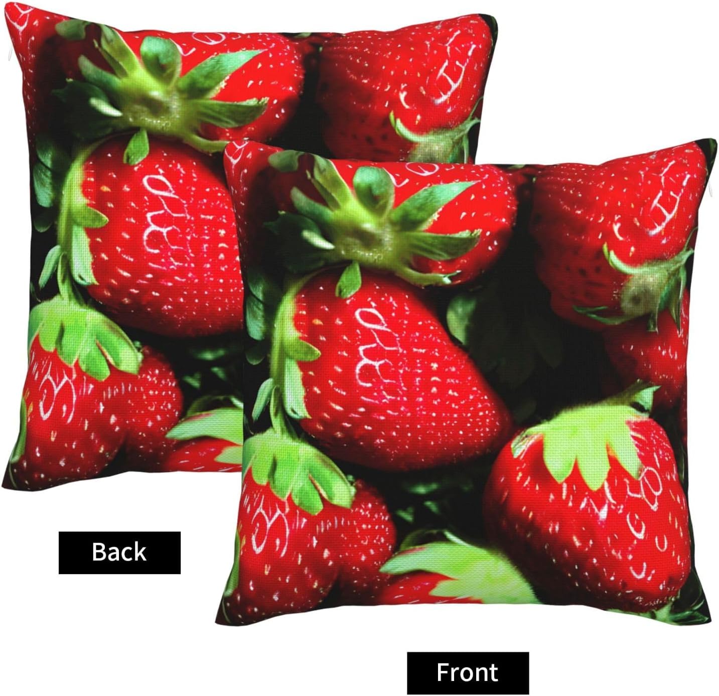 Strawberry Pattern Imitation Linen Pillowcase -2 Sets, Fashionable Home Decoration, Used for Sofas, Gardens, beds