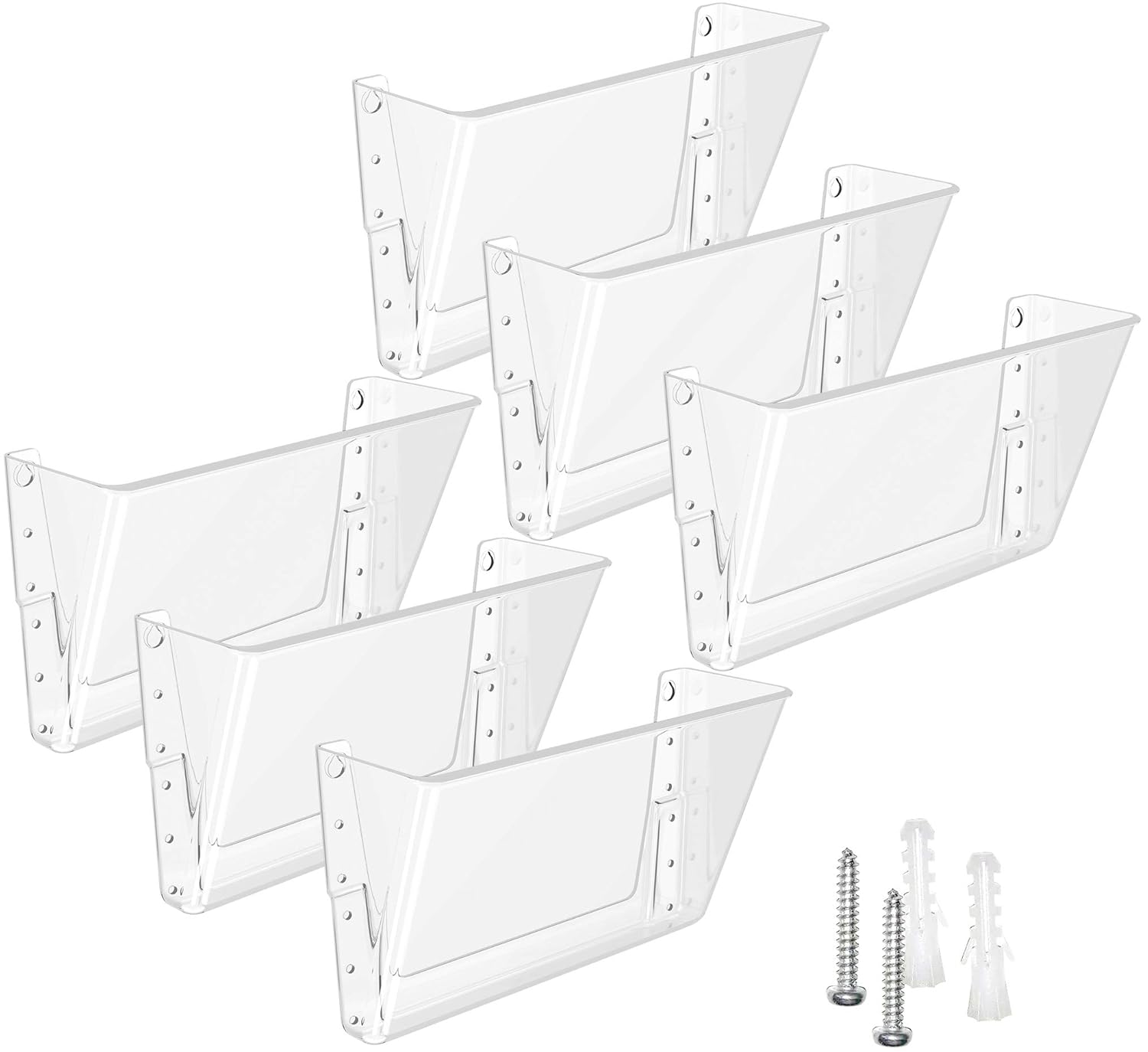 MaxGear Acrylic File Holder Wall Organizer 6 Pockets Hanging File