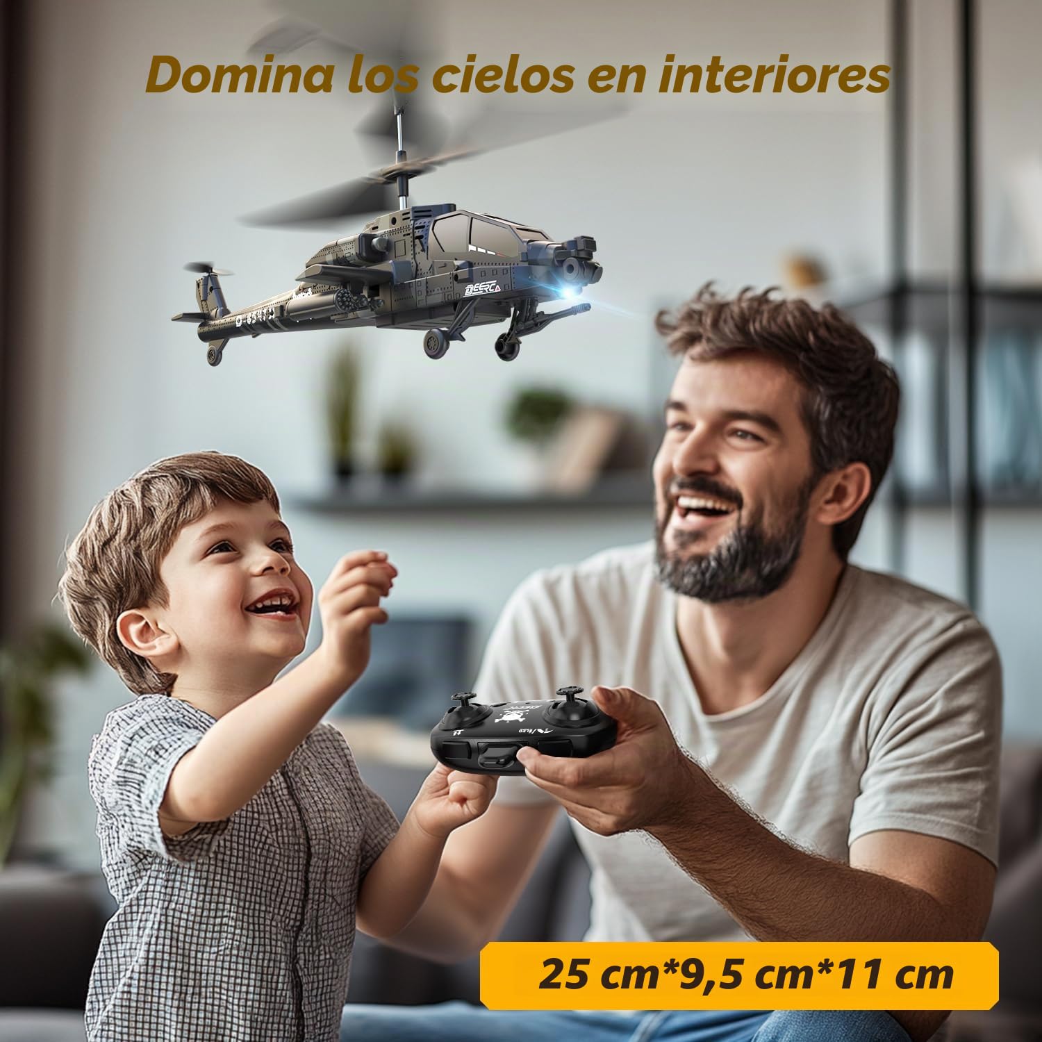 DEERC Helicóptero RC, avión RC para niños y Adultos, helicóptero de Control Remoto de 2,4 GHz, Tiempo de Vuelo de 30 Minutos, Luces LED y retención de altitud, Juguete para niños de 8 a 12 años