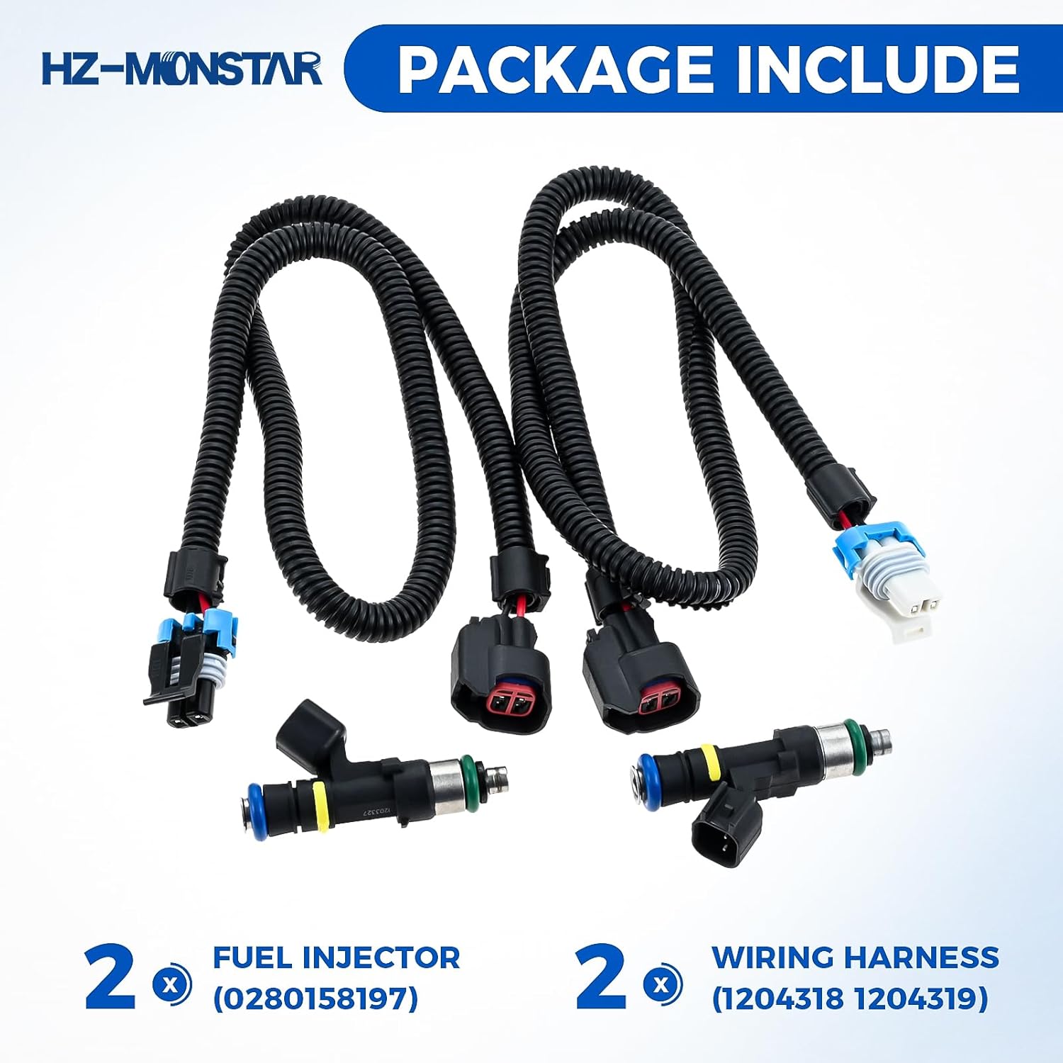 2Pcs Fuel Injector Harness Set 0280158197 Compatible with 2011-2017 Polaris Ranger 800, 2010-2014 Ranger Crew 800, 2012-2013 Ranger XP 800, 2011-2013 RZR 800 Replace 1204318 1204319