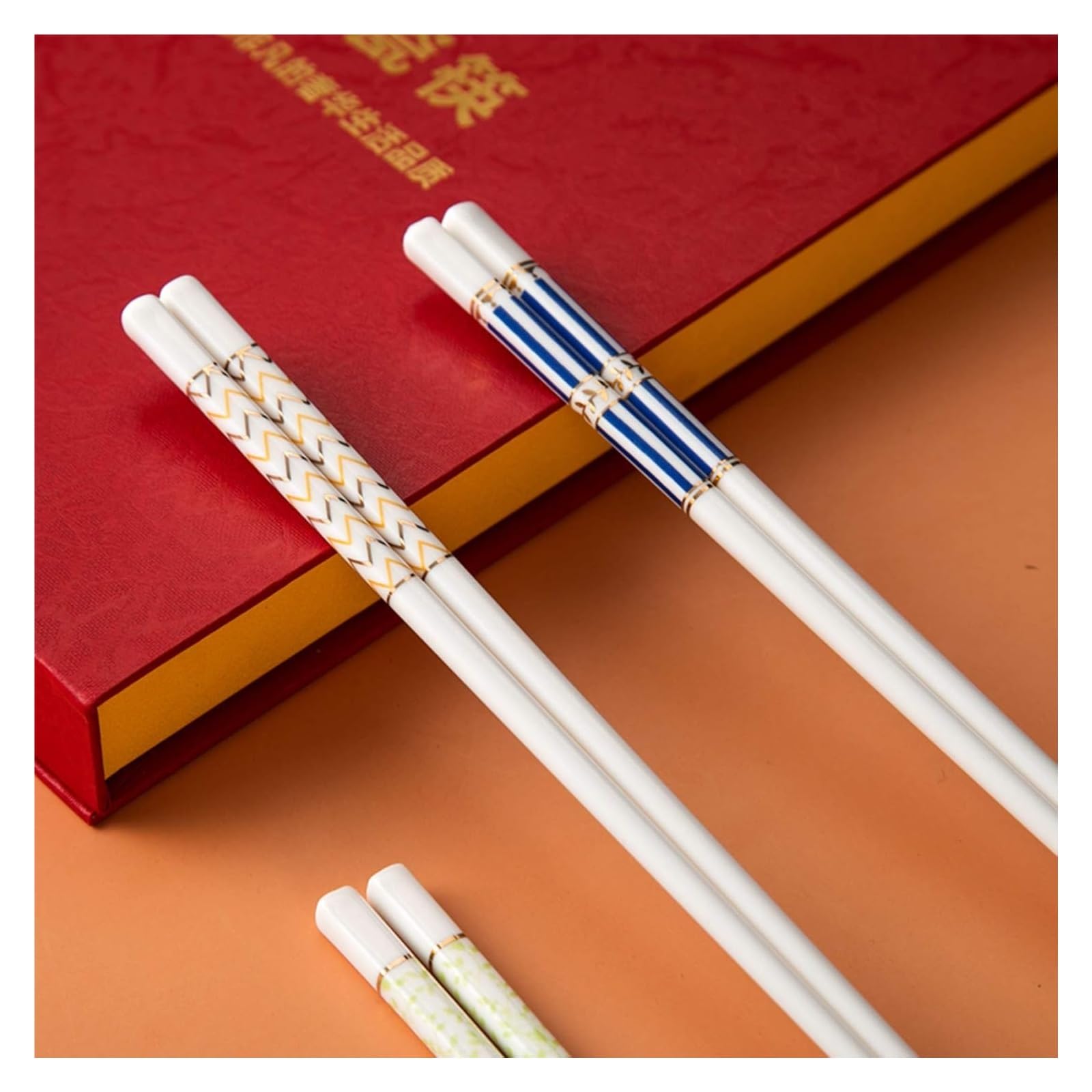 Jeu de baguettes, Coffret cadeau de 10 paires baguettes en porcelaine réutilisables, antidérapantes, chinoises tendre, à sushi japonaises céramique-blanc Z(W)