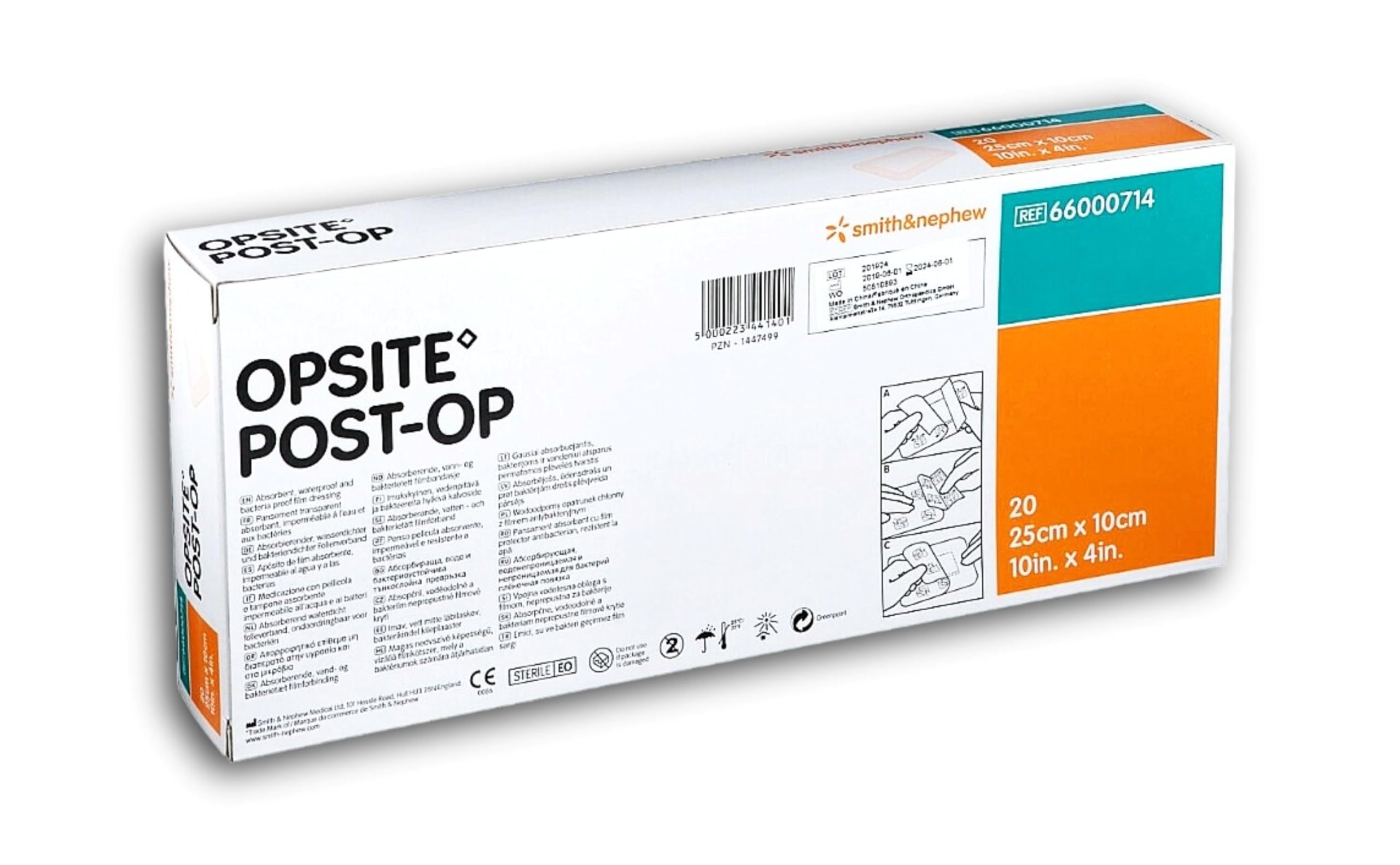 Opsite Pos opatrunki operacyjne, opakowanie 20 sztuk, 25 cm x 10 cm (10 cali x 4 cale)