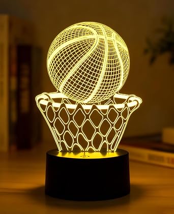 Basketball 3D Nachtlicht Basketball Nachtlicht f r Kinder 3D Illusion Lampe 16 Farben Fernsteuerung dimmbar Vision Lampe  berraschungsgeschenk f r Kinder [Energieklasse A]